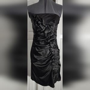 Jessica McClintock Gunne Sax 2 Black Satin Strapless dress women's size 7